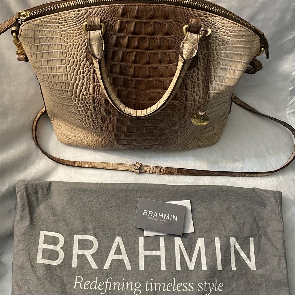BRAHMIN LG DUXBURY SATCHEL IN AMARETTO MELBOURNE